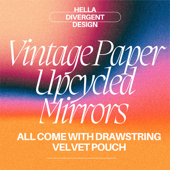 Vintage Upcycled 1950s Wrapping Paper Pocket Makeup Mirror 3" - Picture 8 of 9